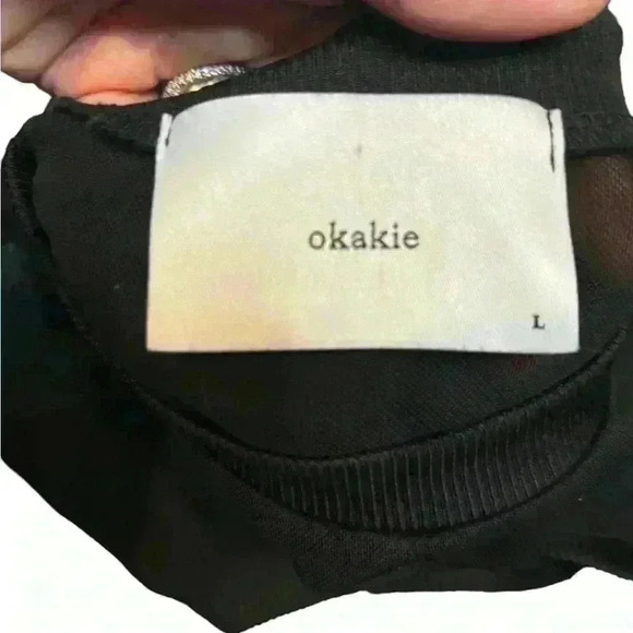 Okakie Womens Sheer Double Layer Tank Bodysuit Sleeveless  Crewneck Black Size L - Picture 5 of 5